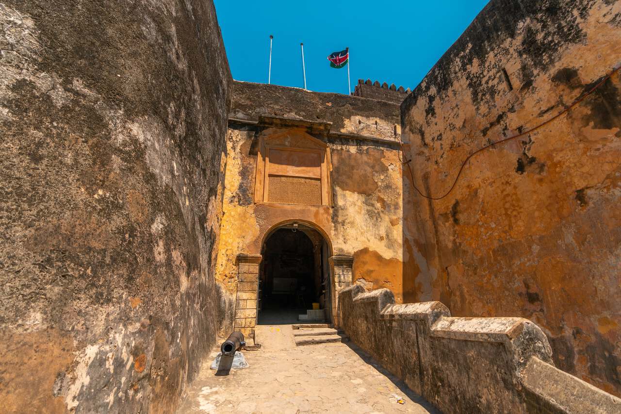 Stone entrance archway of Fort Jesus Museum, Mombasa