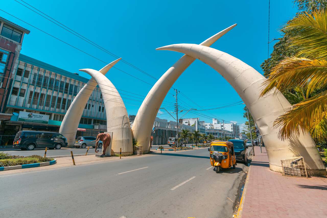 The Mombasa Tusks landmark on Moi Avenue