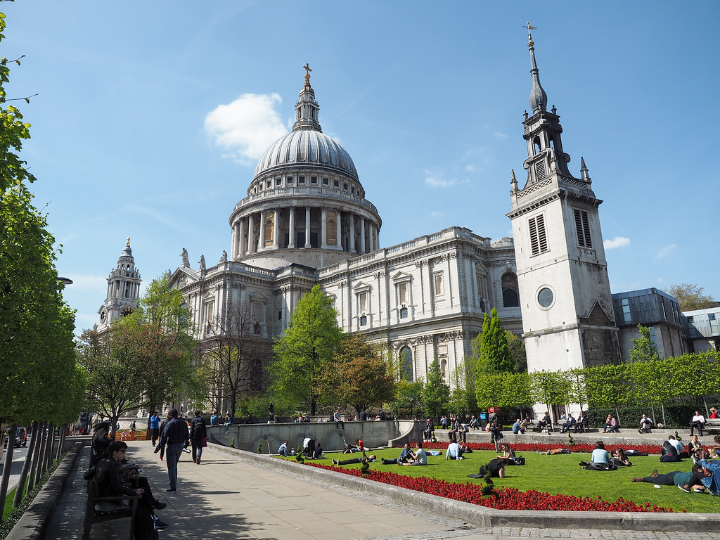 St Paul's Cathedral dome seen from the churchyard gardens