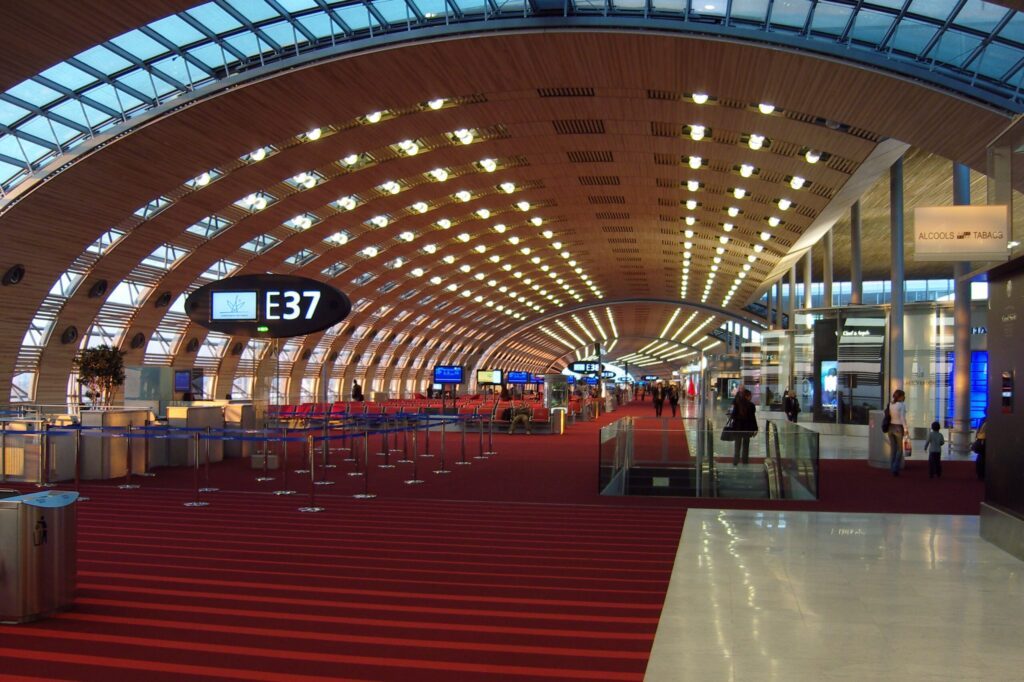 The interior of a CDG airport terminal