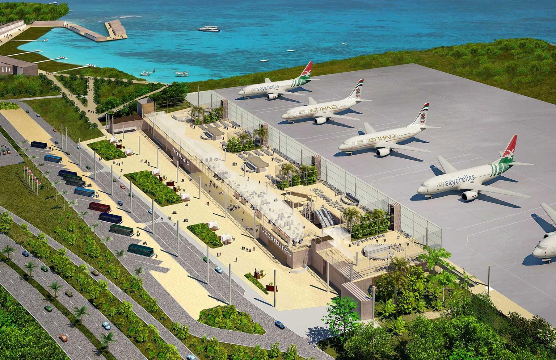 Seychelles International Airport terminal on Mahé