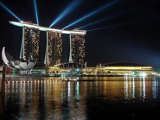 Marina Bay Sands skyline at night in Singapore